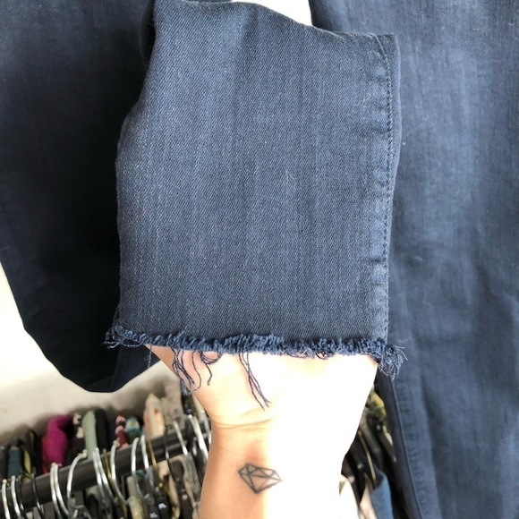 𝅺FRAME Le High Navy Skinny Raw Hem Jeans - Picture 4 of 9